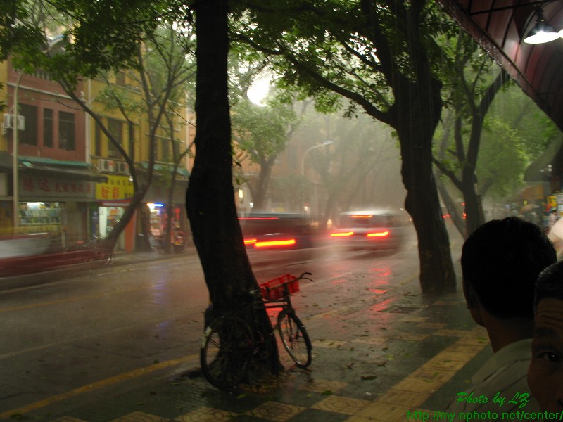 雨中的广州街道 摄影 center