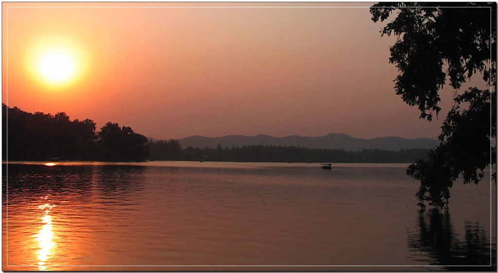 西湖风光系列夕阳 摄影 天堂寨