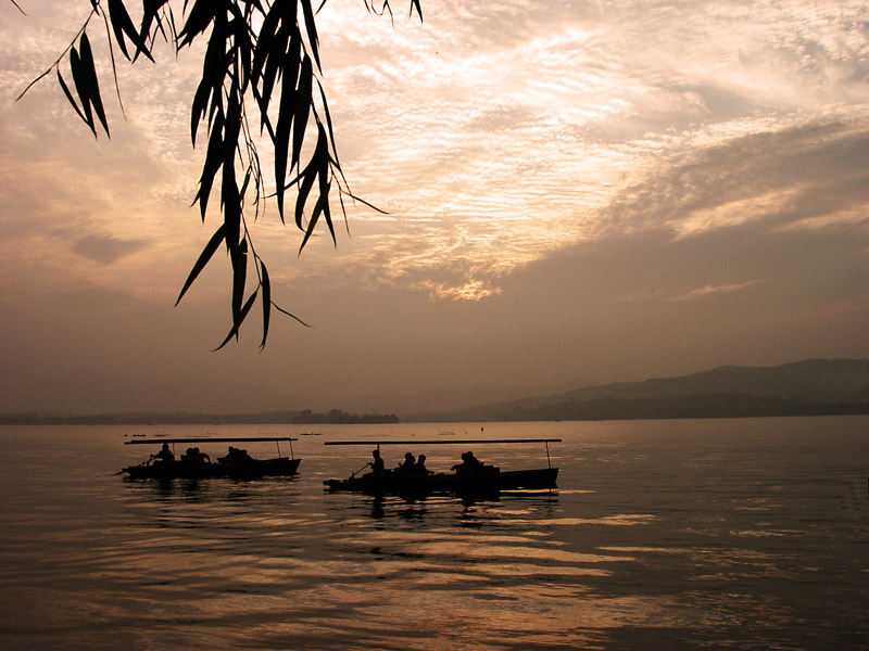 夕阳西下西湖景 摄影 忘年交影