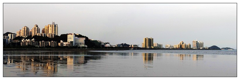 夕阳下的海滨风景 摄影 海风轻轻地吹