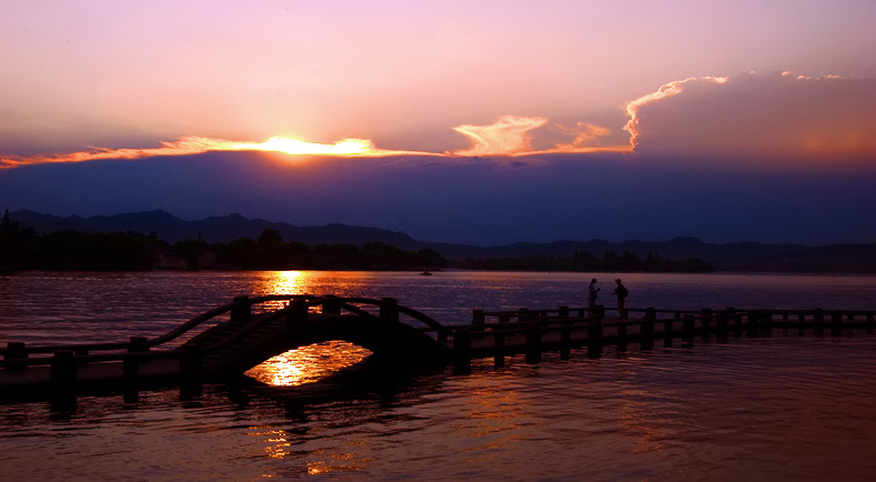 西湖日落 摄影 wangbing