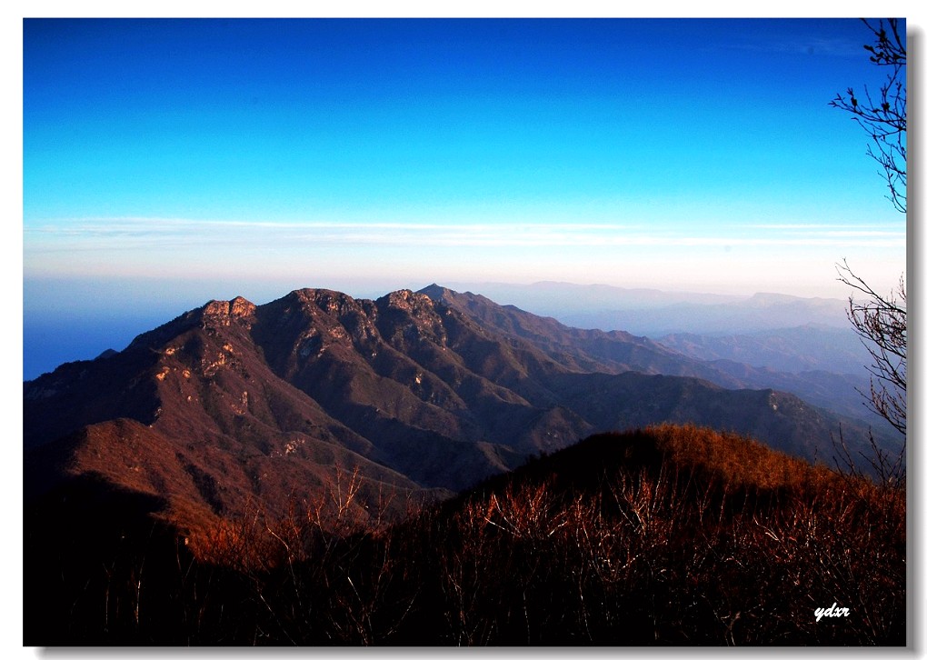 朝染霍山 摄影 观光游人