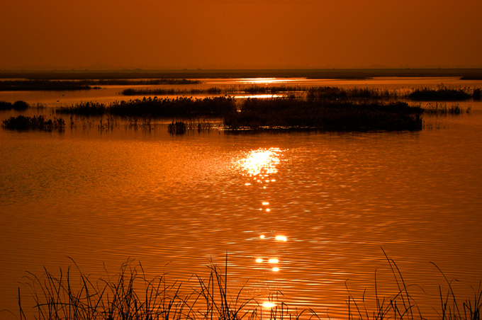 夕照平湖 摄影 古堤