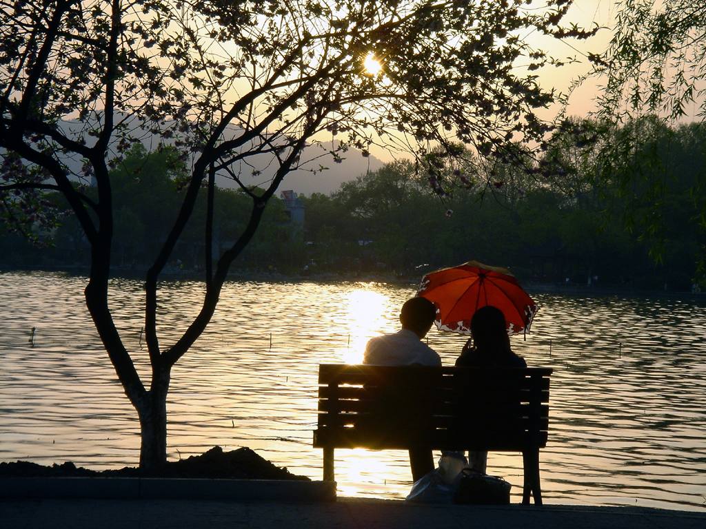 夕阳下的西湖 摄影 随便拍