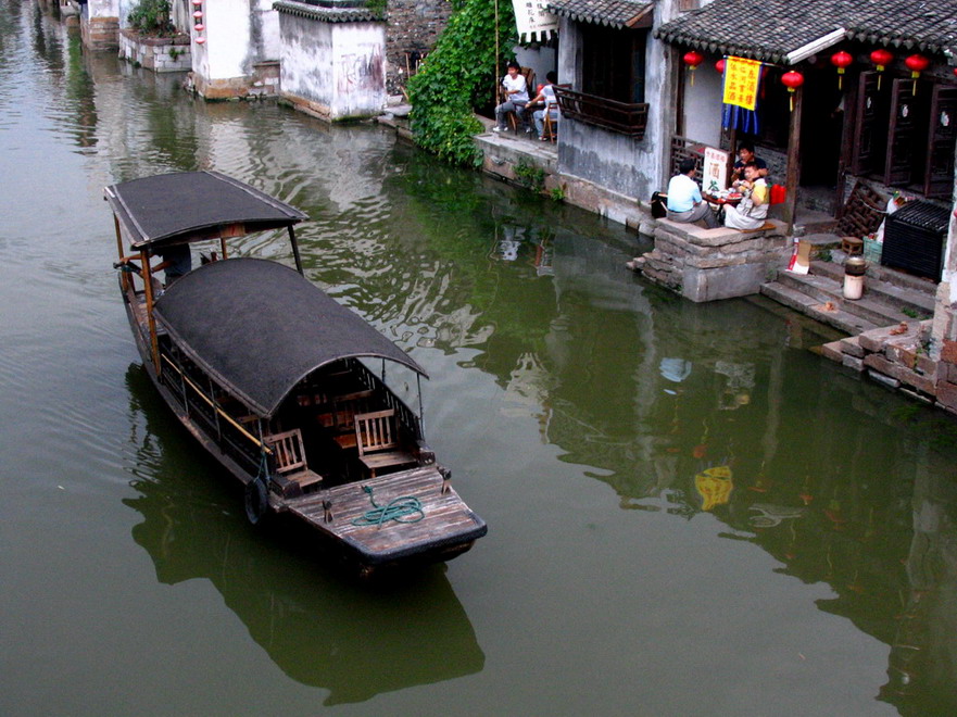 小船 流水 人家 摄影 天行客