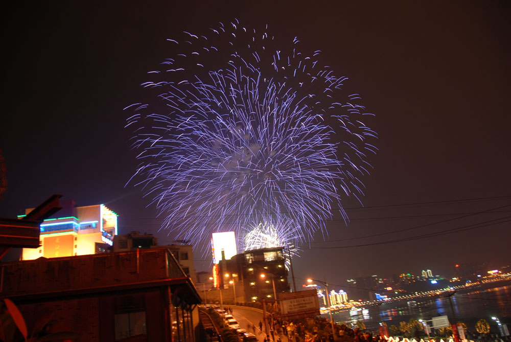 礼花 摄影 橙色天空