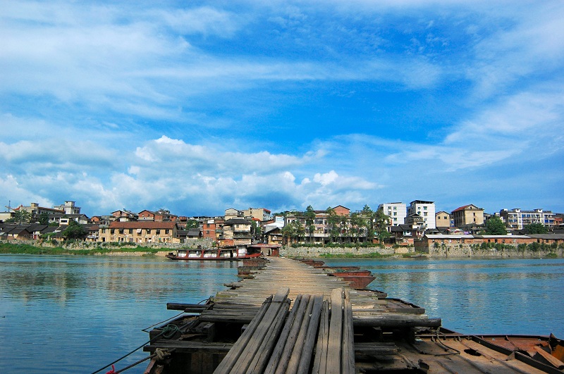 浮桥风景 摄影 轻轻杨柳