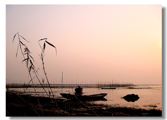 湖畔夕阳 摄影 蓝心鱼