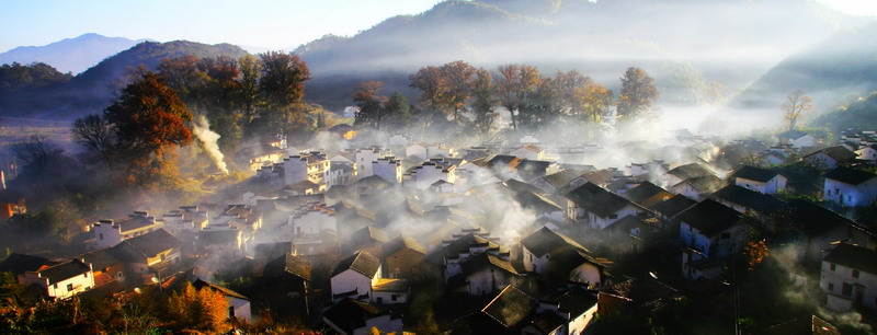 乡村的早晨 摄影 黄山林中仙