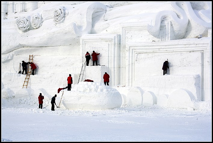 大型雪雕 摄影 老猿