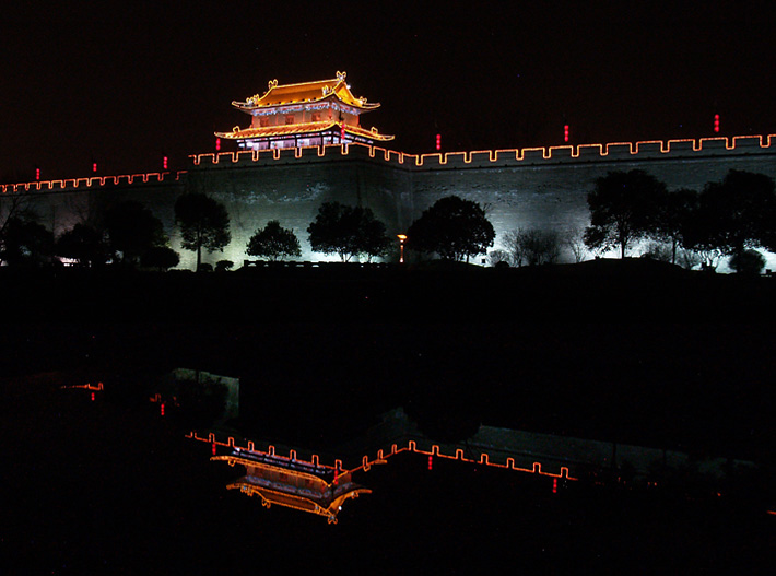 西安城墙夜景 摄影 平淡似水