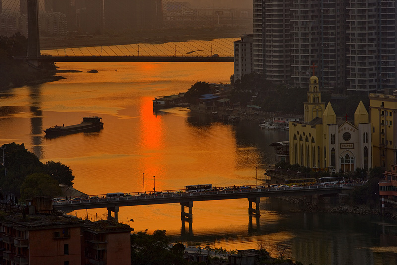 闽江夕照 摄影 明心