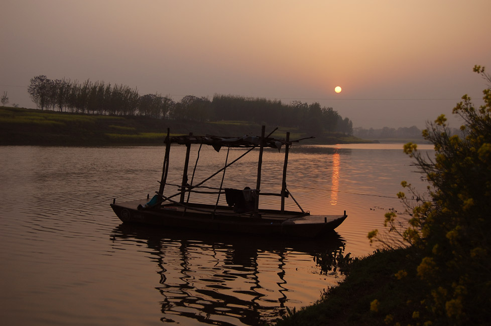 夕阳与船 摄影 铭记