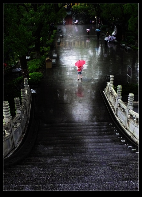 雨夜 摄影 水清石