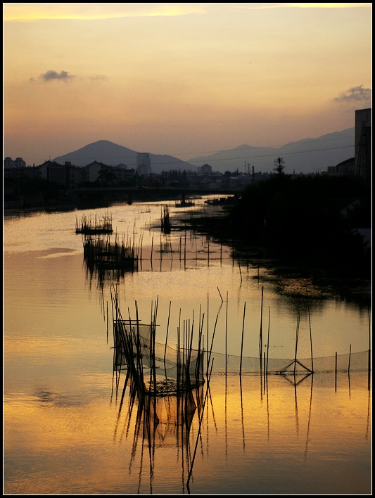 夕阳下的水乡小溪 摄影 静海愚公