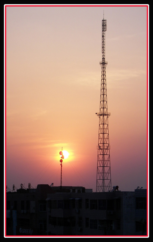 电视塔 夕阳 摄影 不关风月