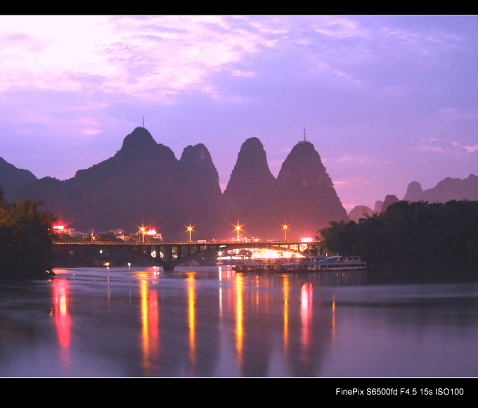 桂林阳朔县大桥夜景 摄影 xie118