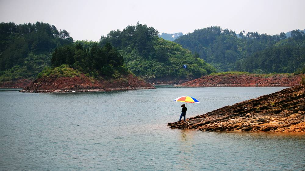 湖边垂钓 摄影 灿烂的黎明