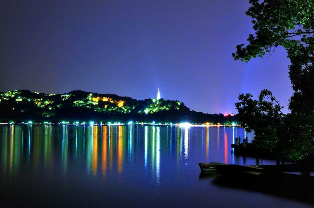 西湖夜景 摄影 夕阳颂影