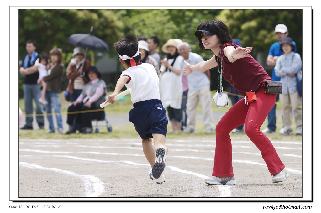 日本小学运动会----加油的班主任 摄影 fujiyama