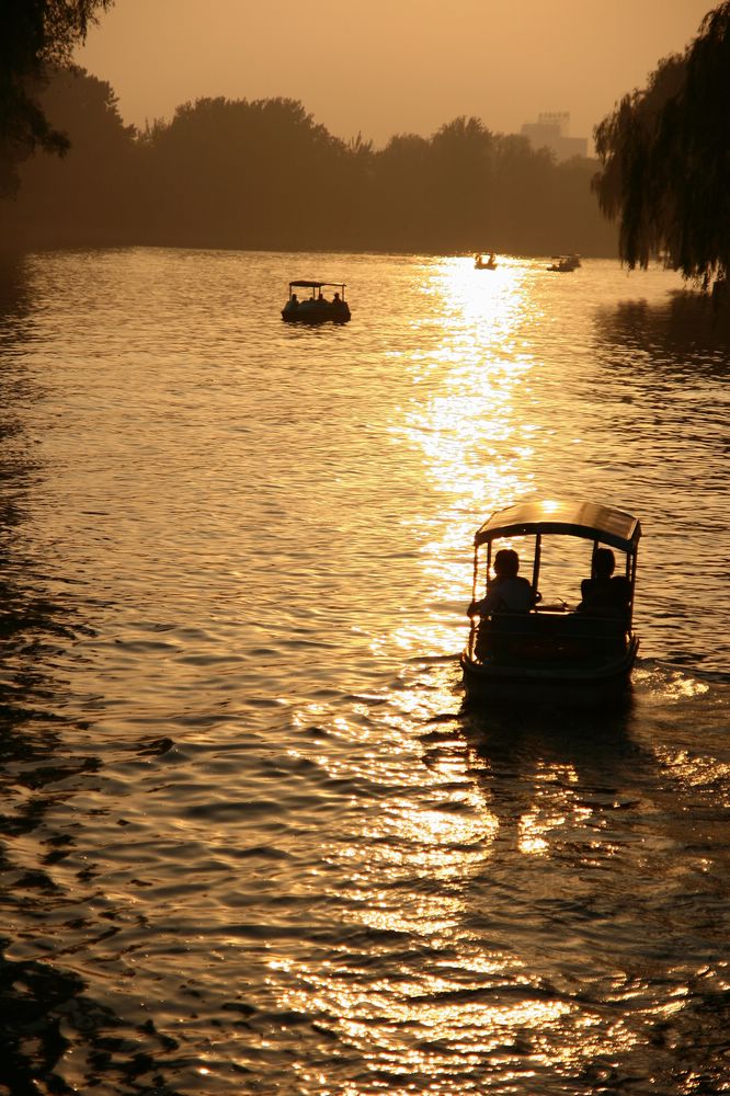 夕阳  后海 摄影 menyi