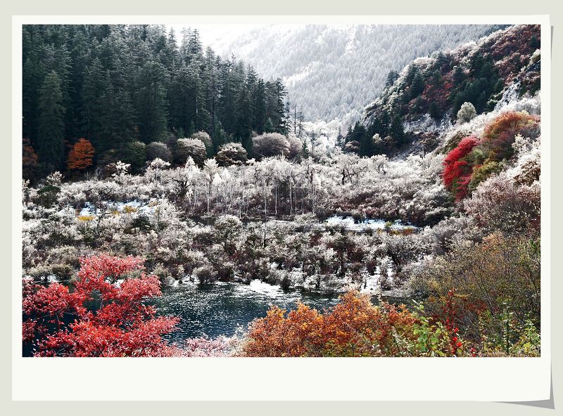 九寨秋雪图 摄影 水平角度