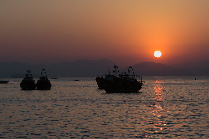 渔港夕阳 摄影 古风