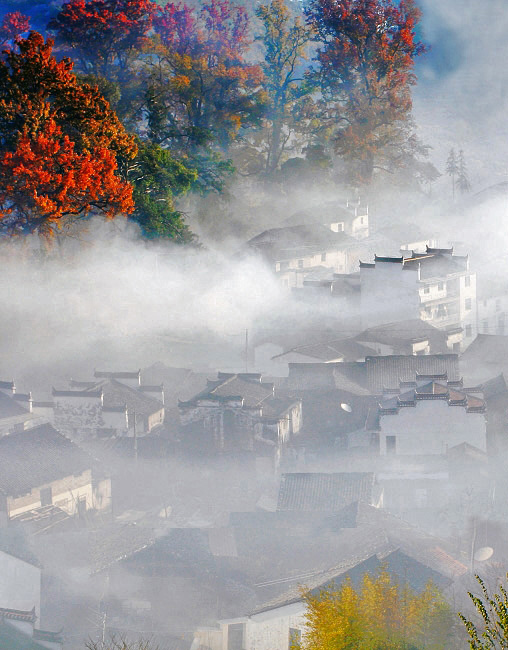 山村秋色 摄影 山林溪水