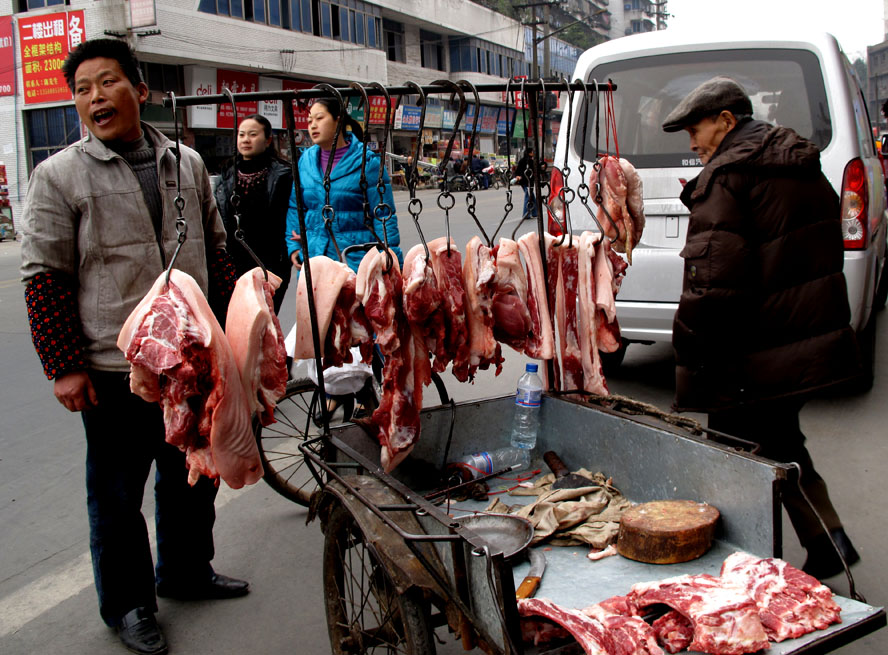 鲜肉卖在大街上 摄影 快乐瞬间