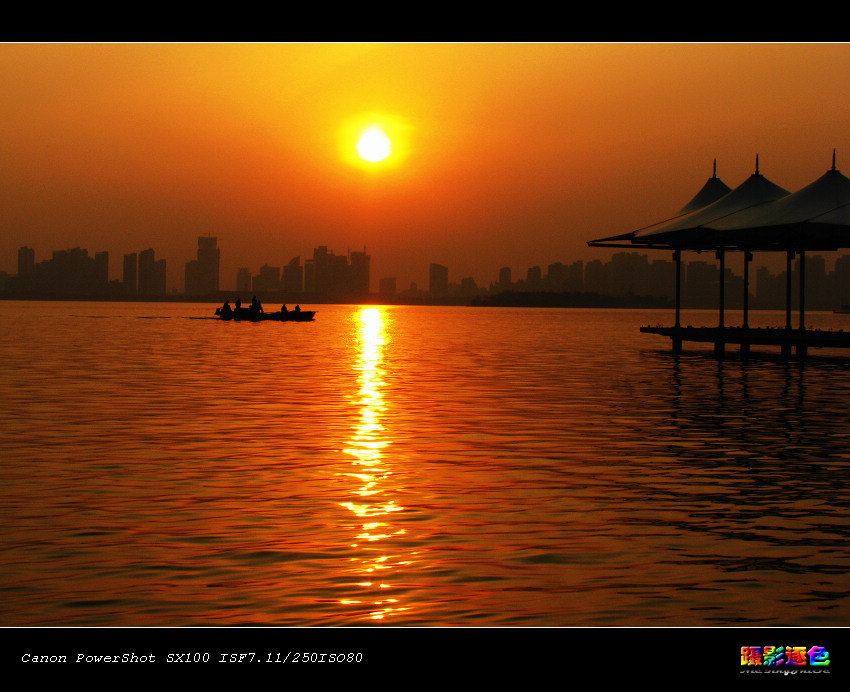 金鸡湖观夕阳 摄影 蹑影逐色