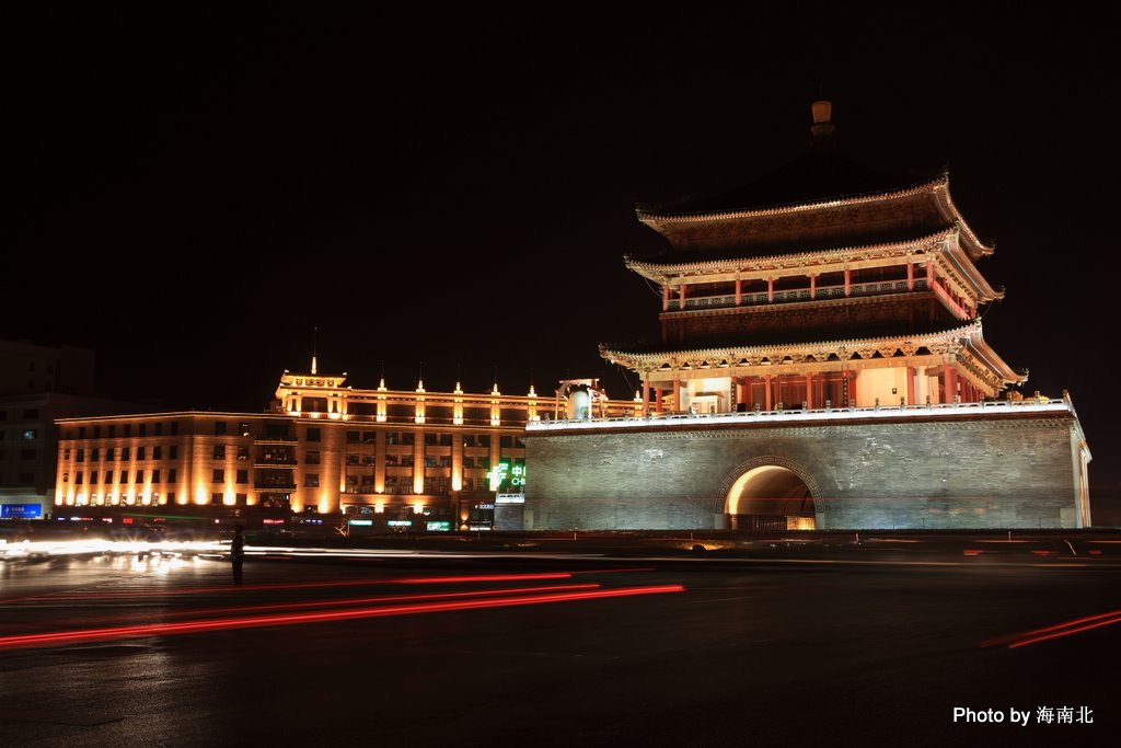 西安钟楼夜景 摄影 海南北