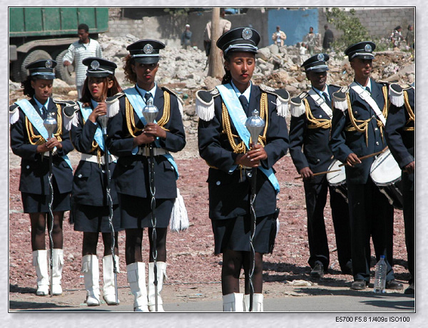 埃塞俄比亚军乐队队员 摄影 黑白不分