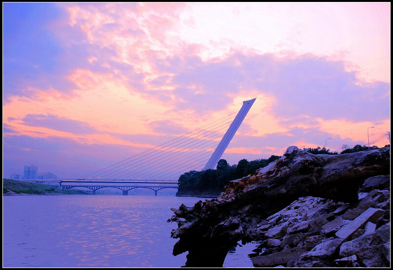 浏阳河的夕阳 摄影 哈丽油