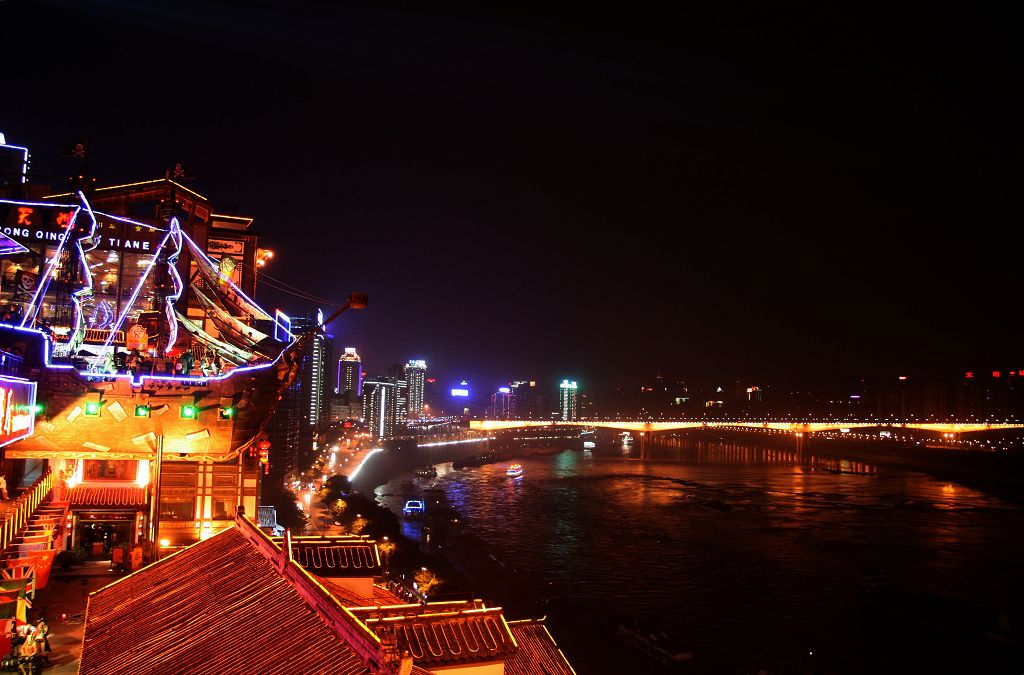 重庆夜景—嘉滨路、黄花圆大桥 摄影 梧桐雨润