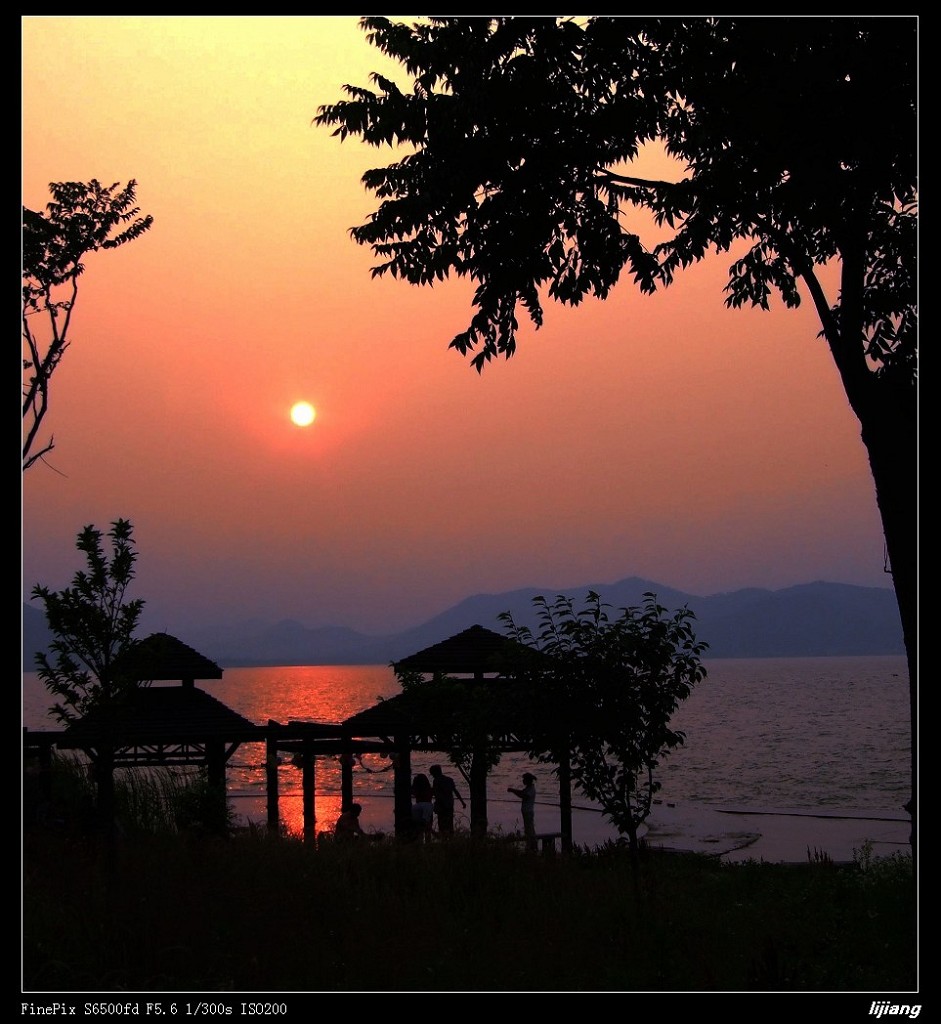 东钱湖畔看夕阳 摄影 鲤江