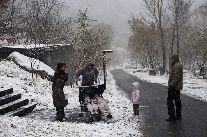 风雪一家人 摄影 色如风