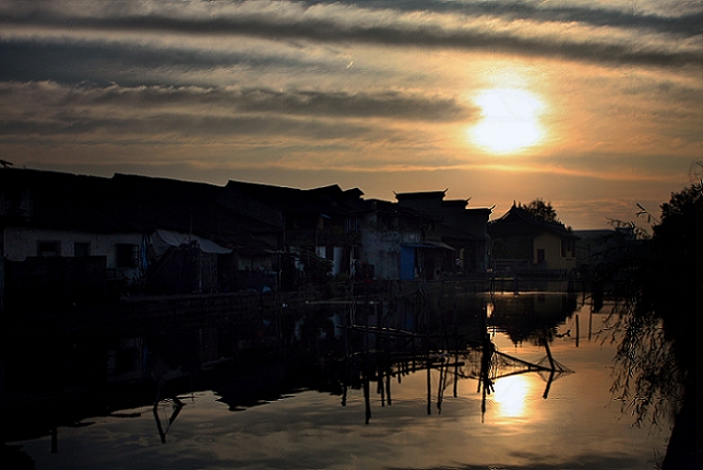 夕阳下的古镇 摄影 刘大妈