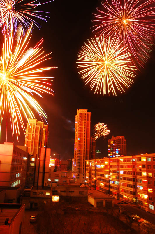 爆竹烟花霓夜景 3 摄影 红晨