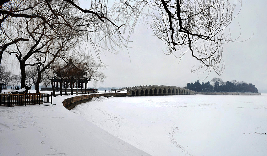 风花雪月颐和园--古桥映雪 摄影 汉川的狼