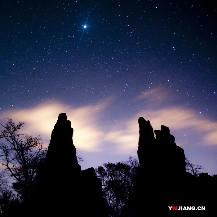 祖山五人岭巨石与夜空 摄影 文江