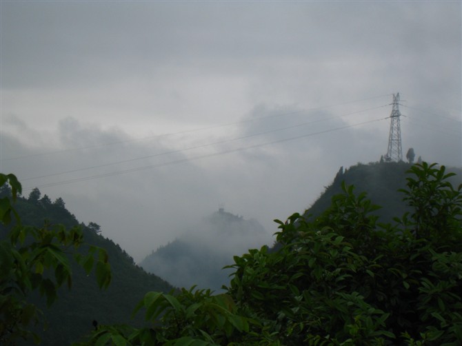 山顶电杆 摄影 江南烟雨人