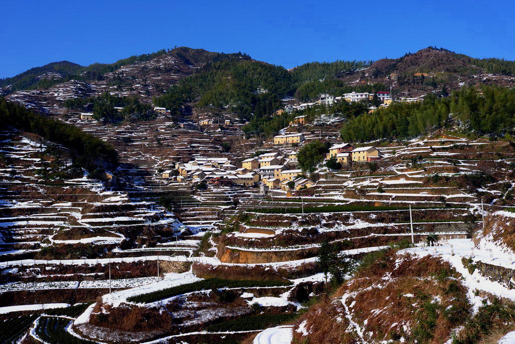 山乡雪后 摄影 三色叶