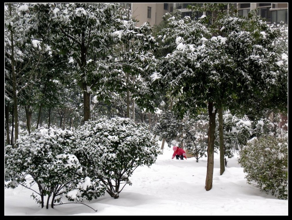 雪中女孩 摄影 红山竹