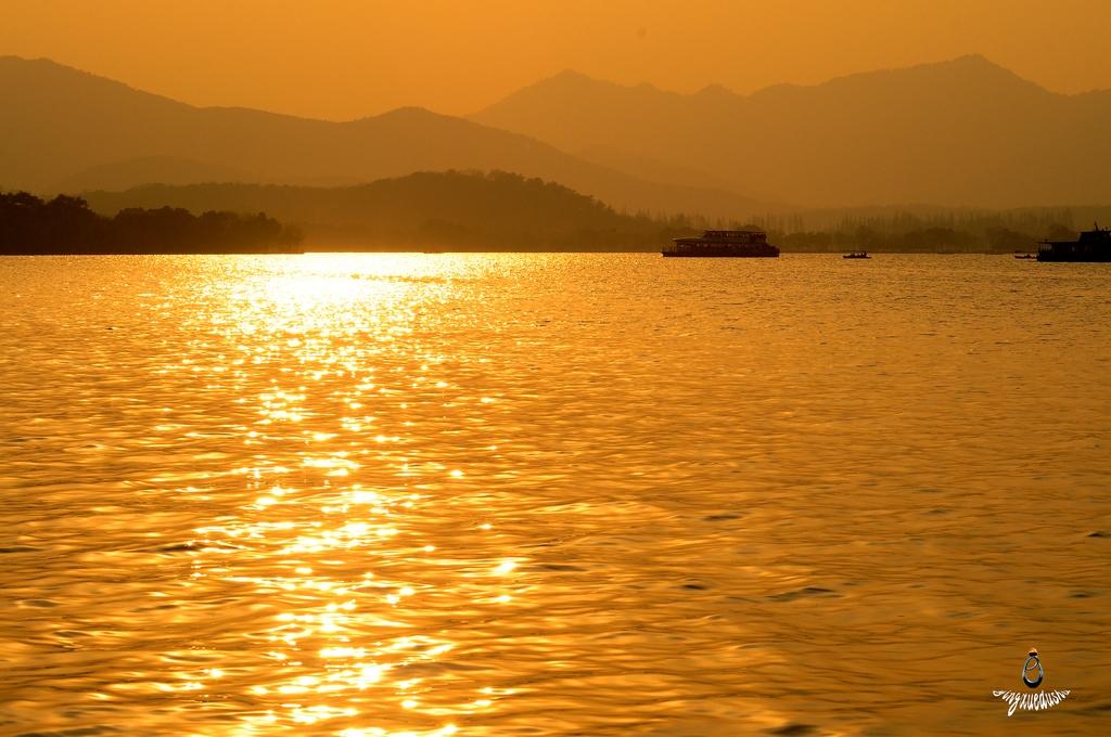 西湖暮色 摄影 夕阳霞