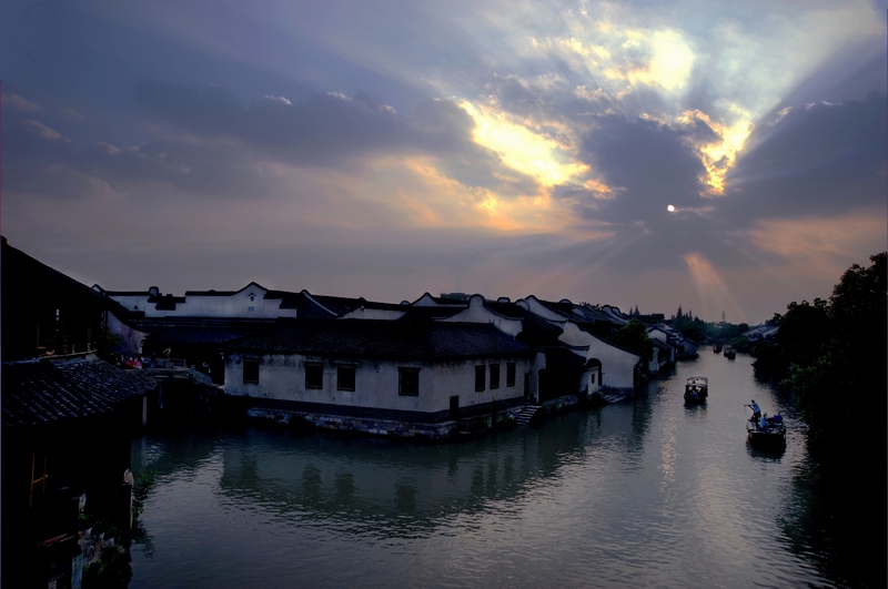 夕阳下的古镇 摄影 申影