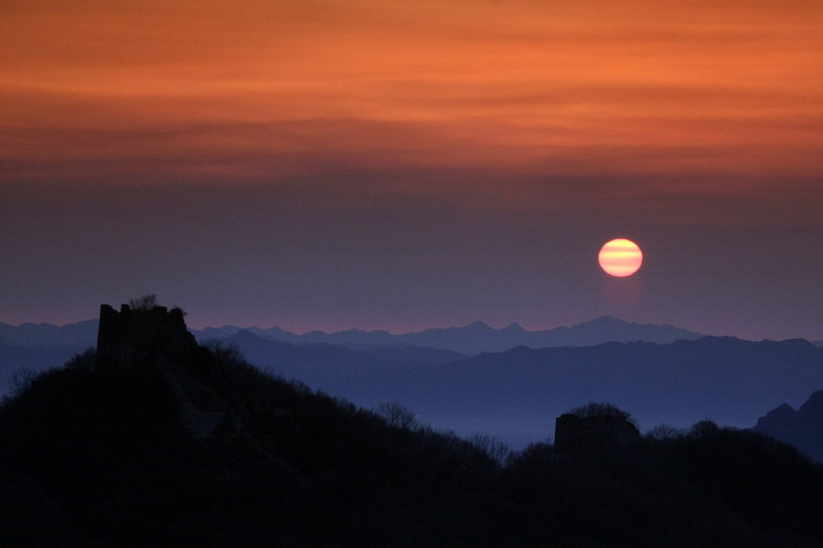 箭扣夕阳 摄影 沉积岩