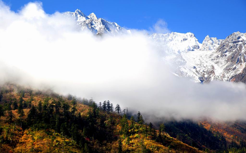 雪云掩秋山 摄影 色胆犹存