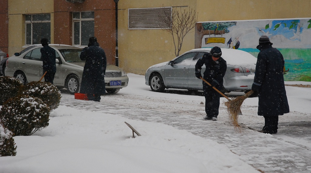 扫雪 摄影 牛老