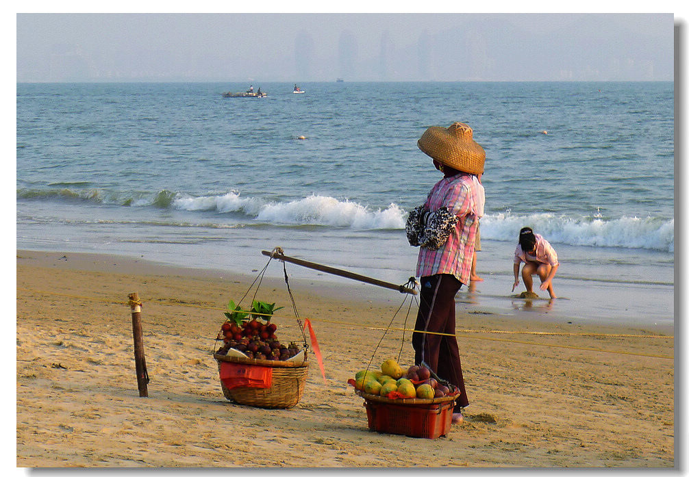 海边的小贩 摄影 紫杉