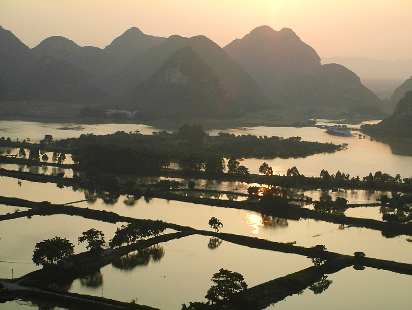 夕照鱼塘 摄影 流云青山